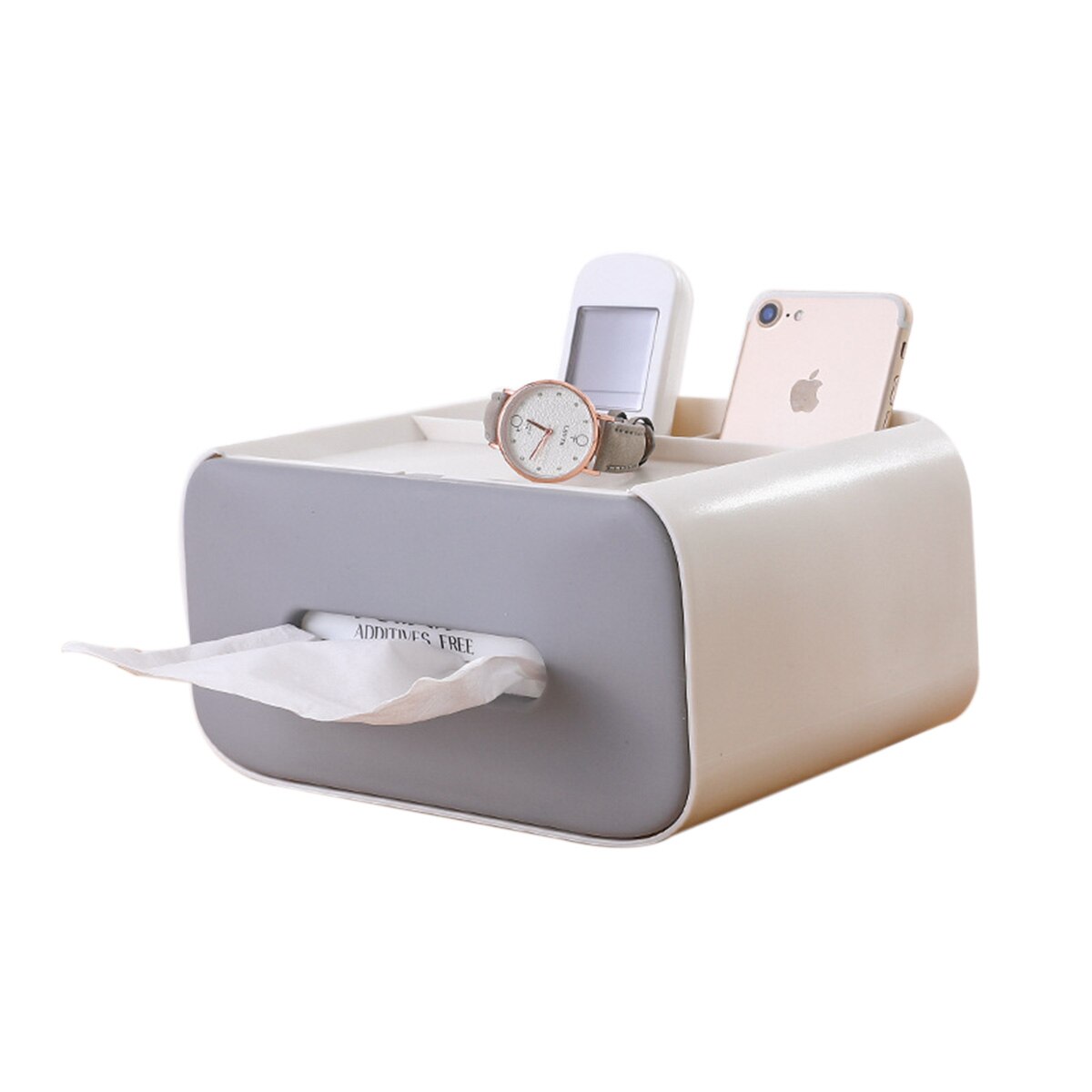 Universal Multifunctional Tissue Box ABS PP Separate Storage Box for TV Controller Mobile Phone Glasses Pen Makeup Tool: 2