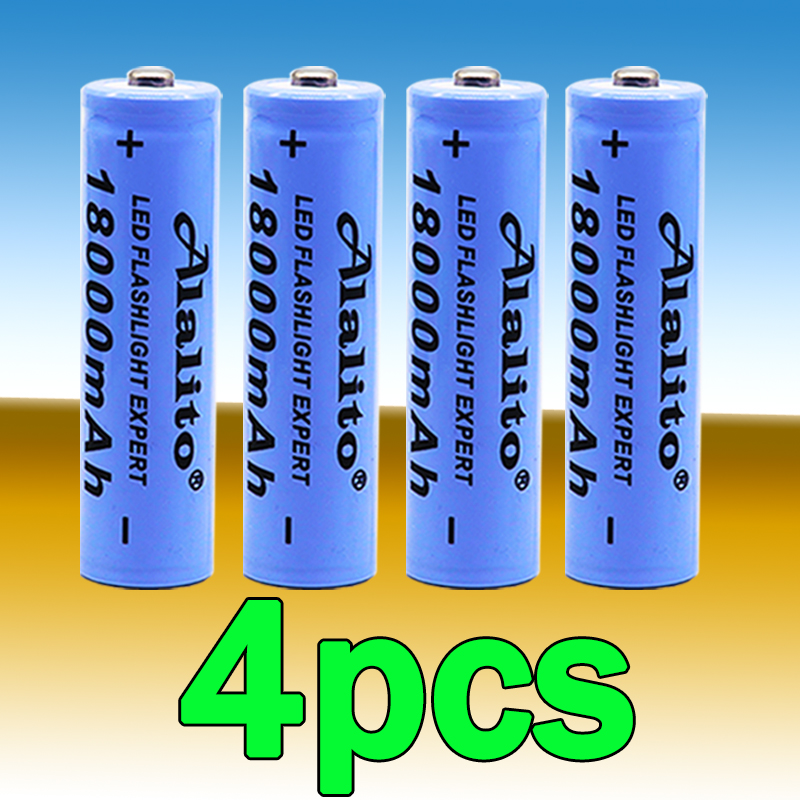 100% Original 3.7v 18000mah 18650 Lithium Rechargeable Battery For battery pack power tool Flashlight batteries+charger: Black