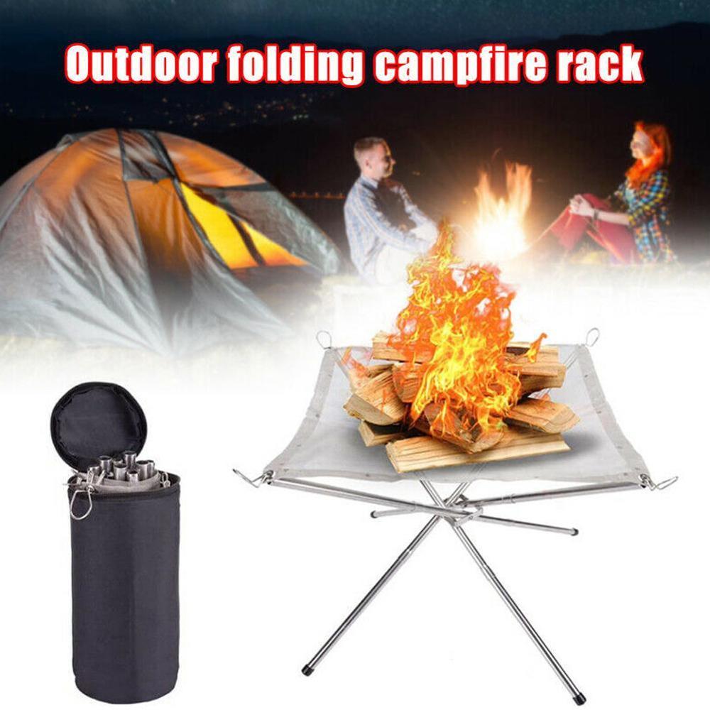 Poêle à bois en acier inoxydable pour barbecue, camping, randonnée avec grilles Poêle à bois en acier inoxydable pour barbecue, camping, randonnée avec grilles
