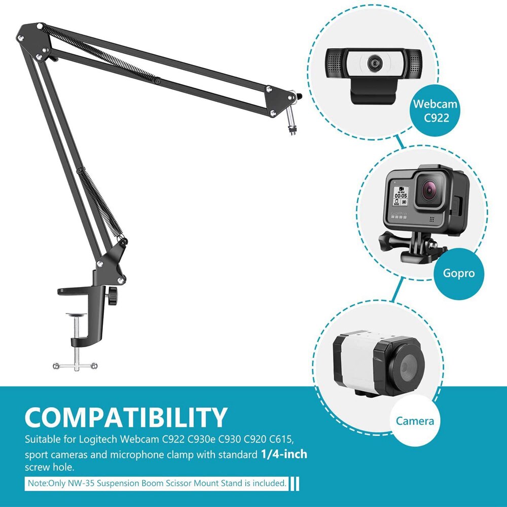 Desktop Webcam Stativ mit Stabilisator Suspension Boom Scissor Arm Web Kamera Steht für Logitech Web Cam C922 C930e C920