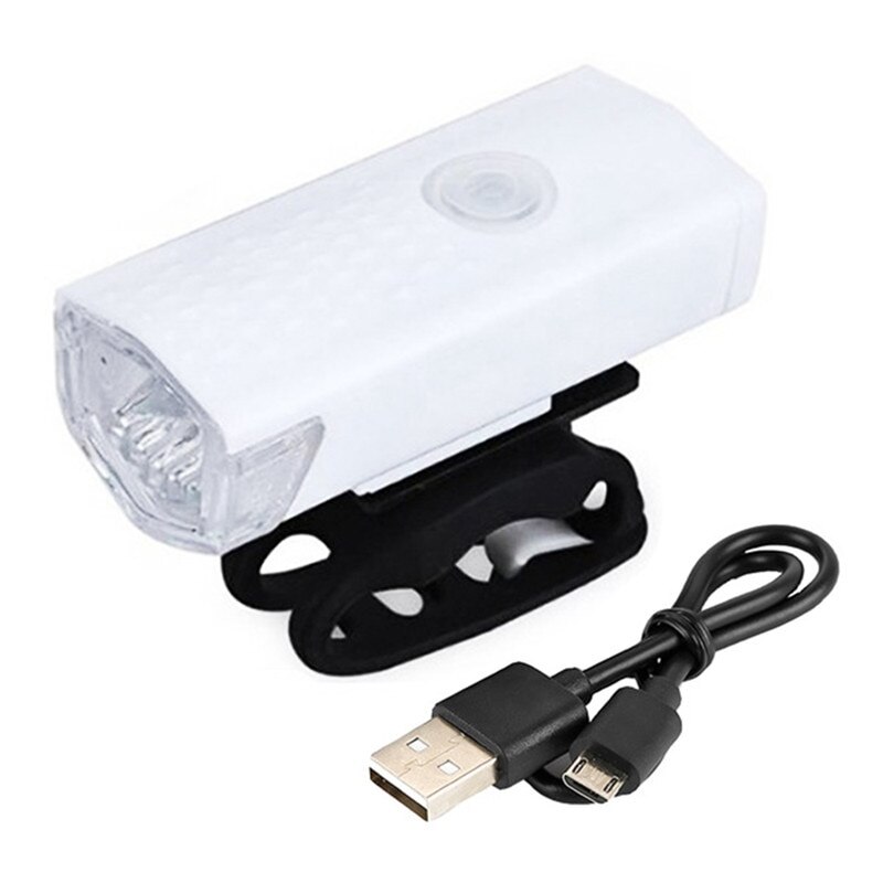 Bike Bicycle Light USB LED Rechargeable Set Mountain Cycle Front Back Headlight Lamp Flashlight: White Front Light