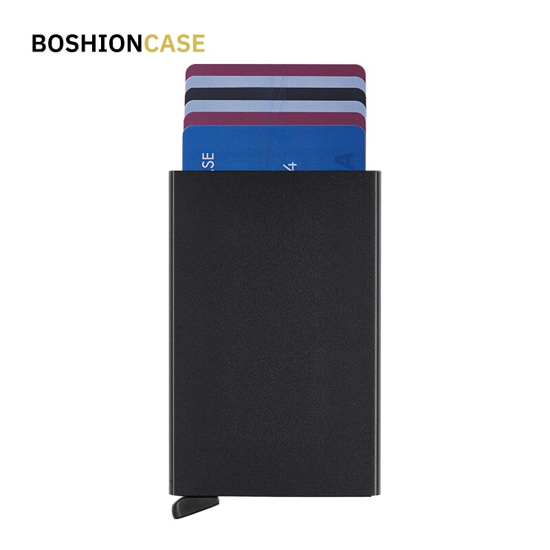 BOSHIONCASE de aluminio de la tarjeta de crédito de funda, soporte Porte Carte Bancaire Kreditkartenetui Kaarthouder Pop Rfid bloqueo Metal: Default Title
