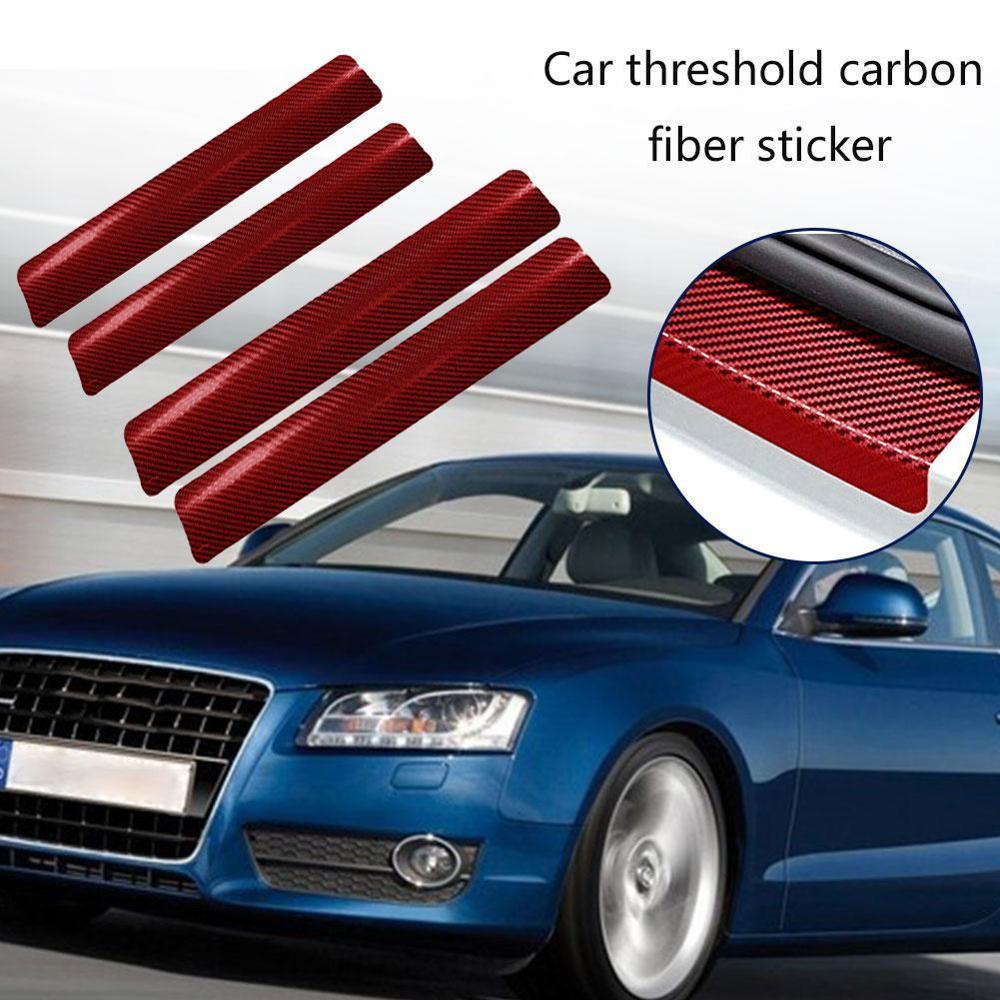 4PCS 60x6.8cm 3D Carbon Fiber Sticker for Automobile Threshold Door Anti-kick Protection Sticker Protective Strip Sticker