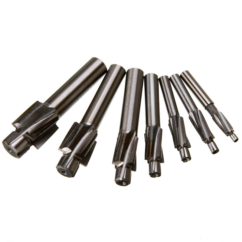 7Pcs M3-M12 Counterbore Milling Cutter High Speed Steel Pilot Slotting Tool End Mill Slot Drill Bit Set