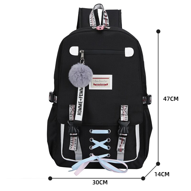 Nouvelle sacs d'école pour adolescentes enfants sac à dos femmes livre grande capacité école sac à dos toile voyage sac Mochila: black