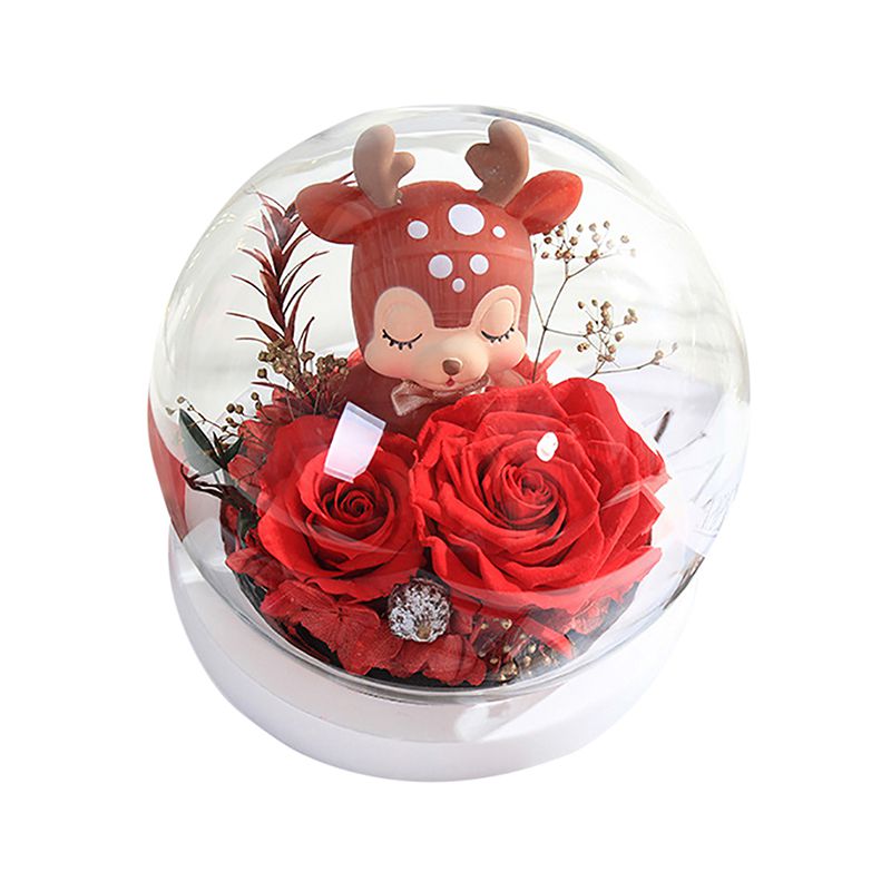 Fawn Eternal Flower Rose Eternal Flower Glass Cover Box Decoration Valentine's Day Wedding Decoration!