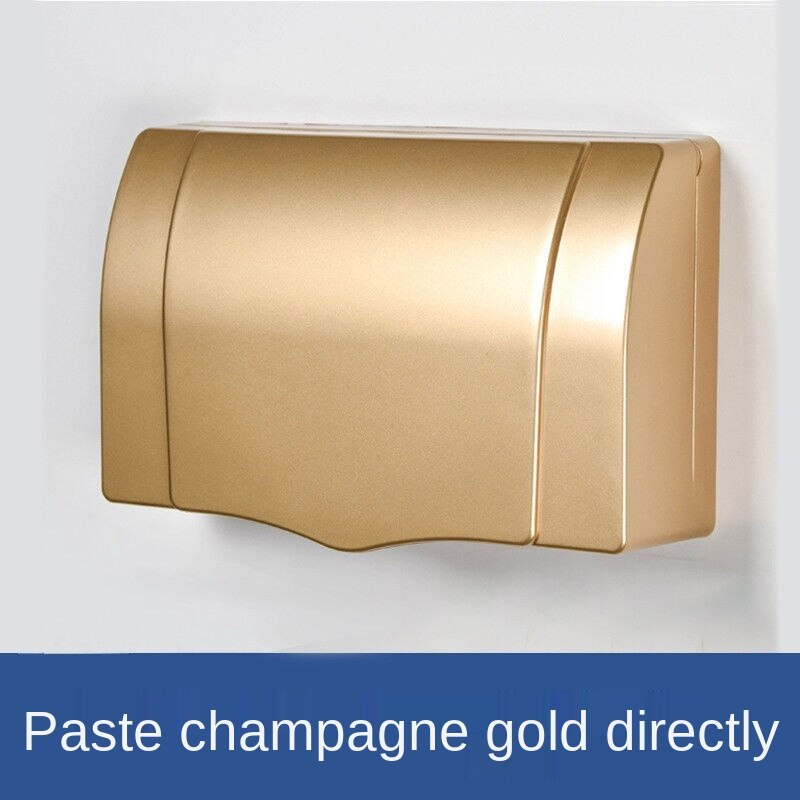 Double Socket Waterproof Box Bathroom Toilet Two Position Switch Protective Cover Safety Anti Mistouch Switch Plate Covers Paste: 2 bits champagne