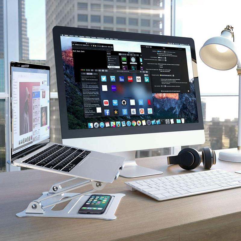 Laptop Stand, Silver Aluminum Office Laptop Lift Stand Foldable Portable Laptop Stand Radiator Stand Suitable For 11 To 17 Inc