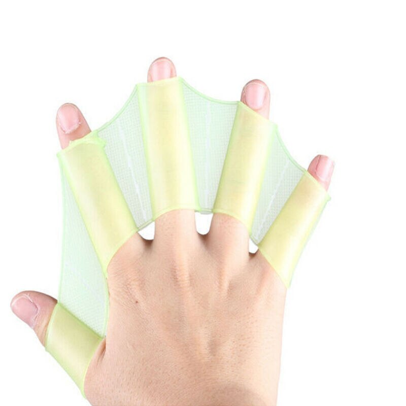 1 Pair Silicone Swimming Hand Fins Flippers Palm Finger Webbed Gloves Paddle