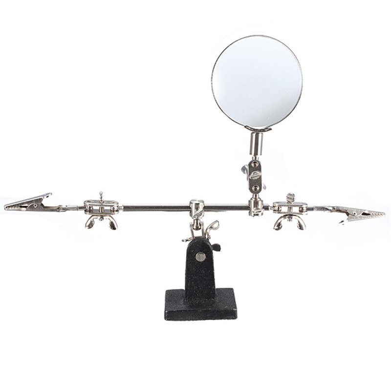Helping Third Hand Tool Soldering Stand With 4X Welding Magnifying Glass led 2 Clips 360 Degree Rotating Adjustable