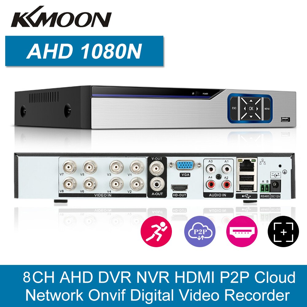 Enregistreur vidéo numérique de vidéosurveillance AHD/ONVIF IP/analogique/TVI/CVI/ DVR, 8CH 1080P, kit de système de Surveillance de sécurité avec Surveillance P2P