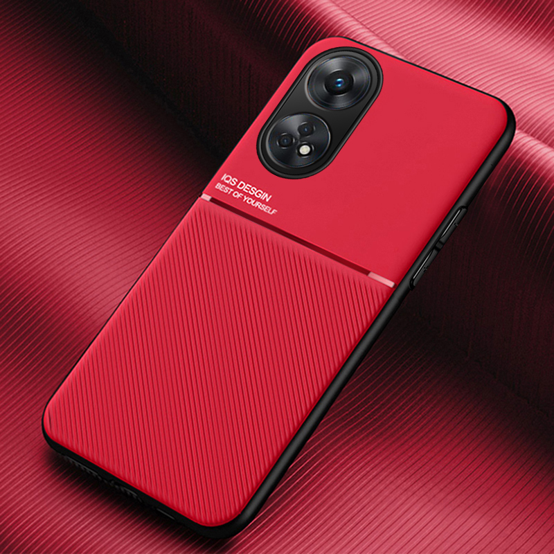 For OPPO A79 A78 A58 Case Protective Cover For OPPO A98 5G A17 A57 A57S A94 A95 Built-in Car Magnetic Holder Phone Coque Fundas: Microfiber / Red