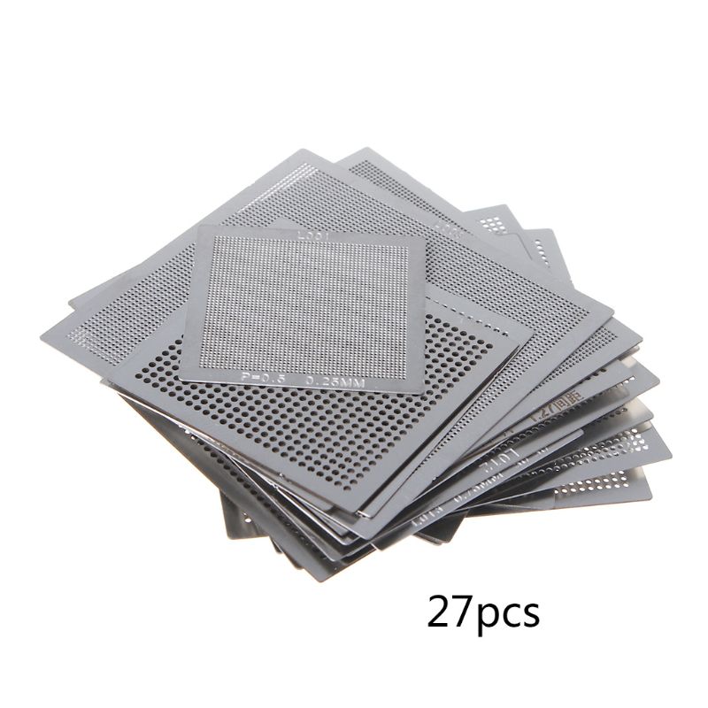 27Pcs/set BGA Reballing Universal Stencils with Template Jig for SMT SMD Chip