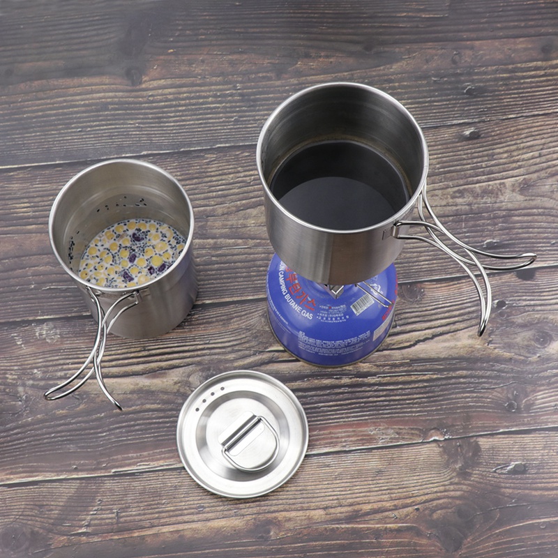1 Set Water Cup Double-Cup Opvouwbare Koken Servies Roestvrij Staal Drinken Mok Voor Outdoor Camping Wandelen Picknick