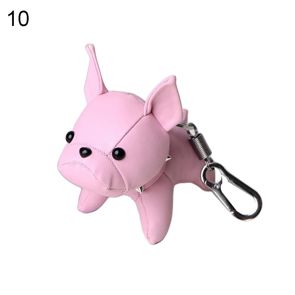 Mini Bulldog Puppy Keychains Faux Leather Doll Key Rings Hanging Pendant Key Holder Charm Bags Decor Car Trinket Punk Chaveiros: 10