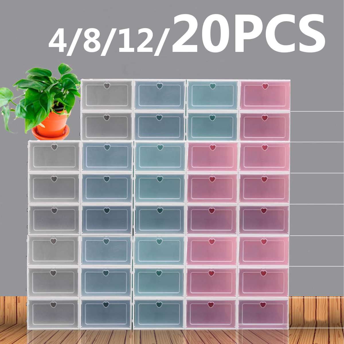 4 stuks transparante schoenendoos stofdicht plastic schoenenopbergartefact flip schoenenrek schoenenorganizer hanger gesuperponeerde combinatie