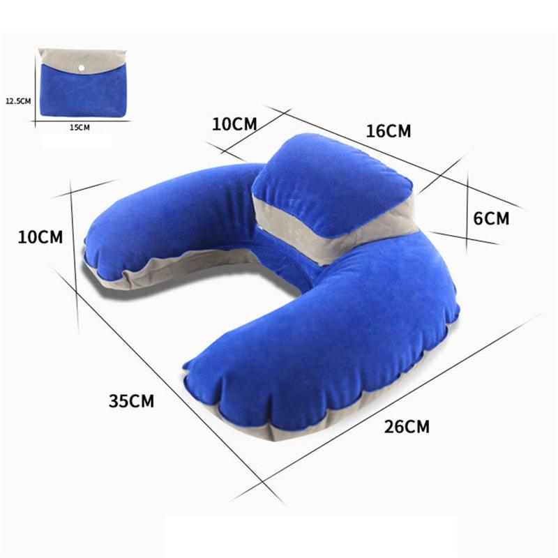Oreiller gonflable en forme de U, coussin de cou et tête Durable pour voyage, Camping, extérieur (avec bouchon d'oreille)