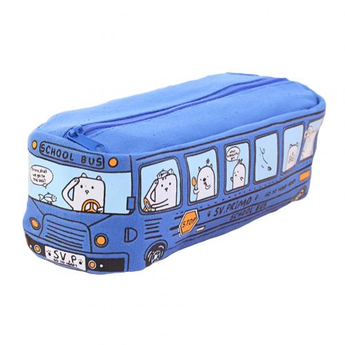 Kreative Karikatur Ebene Bus Bleistift fallen unisex Leinwand Stift Tasche Schreibwaren: Blau