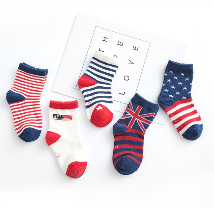 Herfst Kinderen Sokken Katoenen Buis Streep Kid 'S Sokken Vrouwelijke Mannelijk Kind Sokken 5Pairs = 10 Stuks: 1630 / L