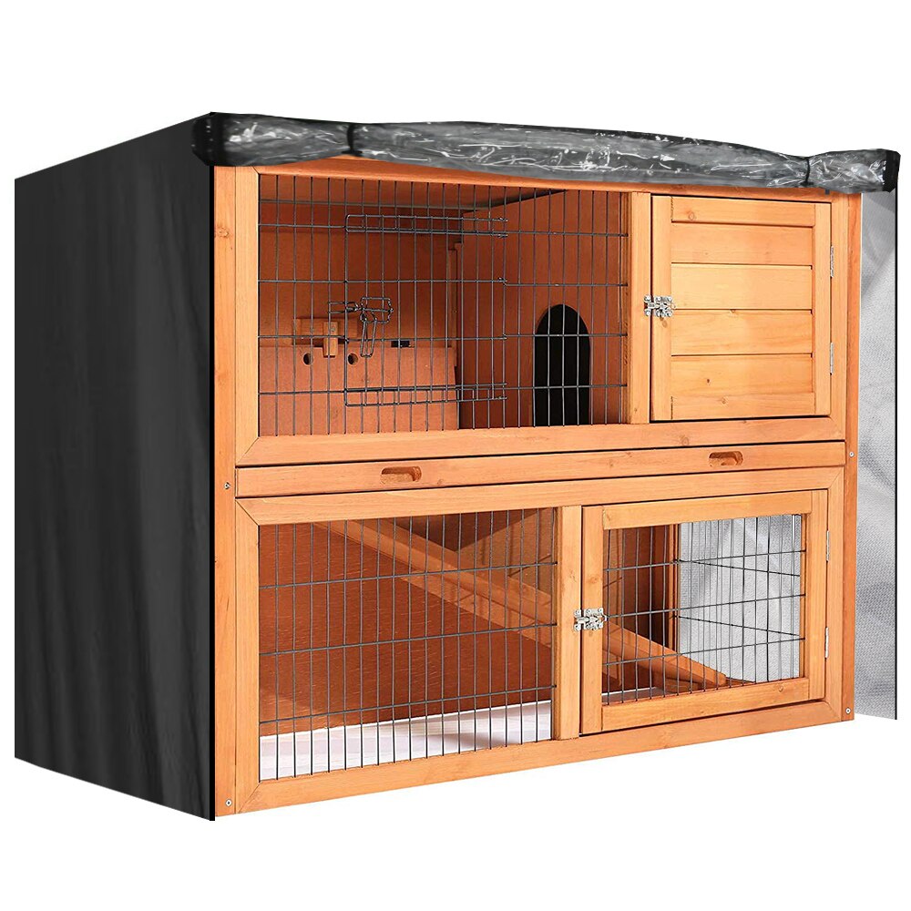 4FT Konijnenhok Cover Grote Dubbele Laag Huisdier Bunny Kooi Waterdichte Stofomslag Outdoor Oxford Doek Tuin Patio Zonder Kooi D30: Black