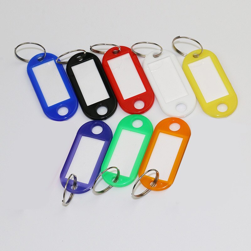 4 stk plastikmærke nøglering multi-farve nøgle-id-etiket tags bagage id-tags hotelnummer klassifikationskort med nøglering nøgleringe