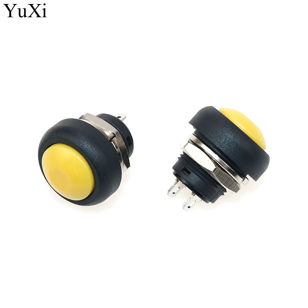 YuXi 2Pin Mini Switch 21*18MM 1A waterproof switch pbs33b 12v momentary Push button Switch reset Non-locking pbs-33b: yellow