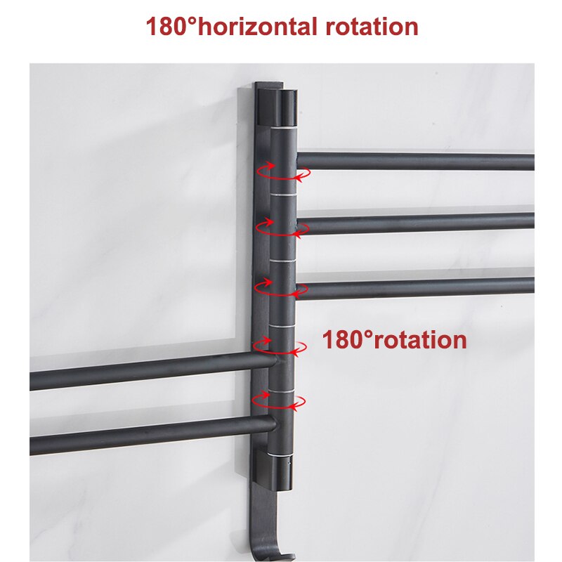 Aluminium 2/3/4/5-Bar Handdoek Hanger Badkamer Handdoekenrek Draaibare Handdoek Houder Ruimte Keuken plank Papier Opknoping Muur Gemonteerd