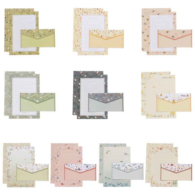Mooie briefpapier envelop bloemig schattig cartoon set briefhoofd klein fris 831d