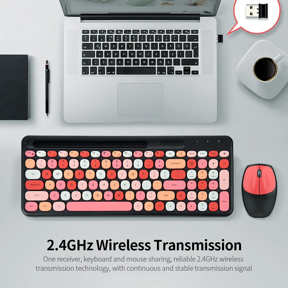 Mofii 2.4G Wireless Keyboard Mouse Combo keyboard and mouse sharing One receiver USB Interface 110 Key Slot Keyboard Mice