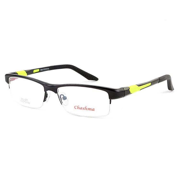 Chashma TR90 Rahmen Aluminium Magnesium Tempel Frühling Scharnier Halb Rand Brillen Sport Stil Gläser Rahmen für Männer: Schwarz und Gelb