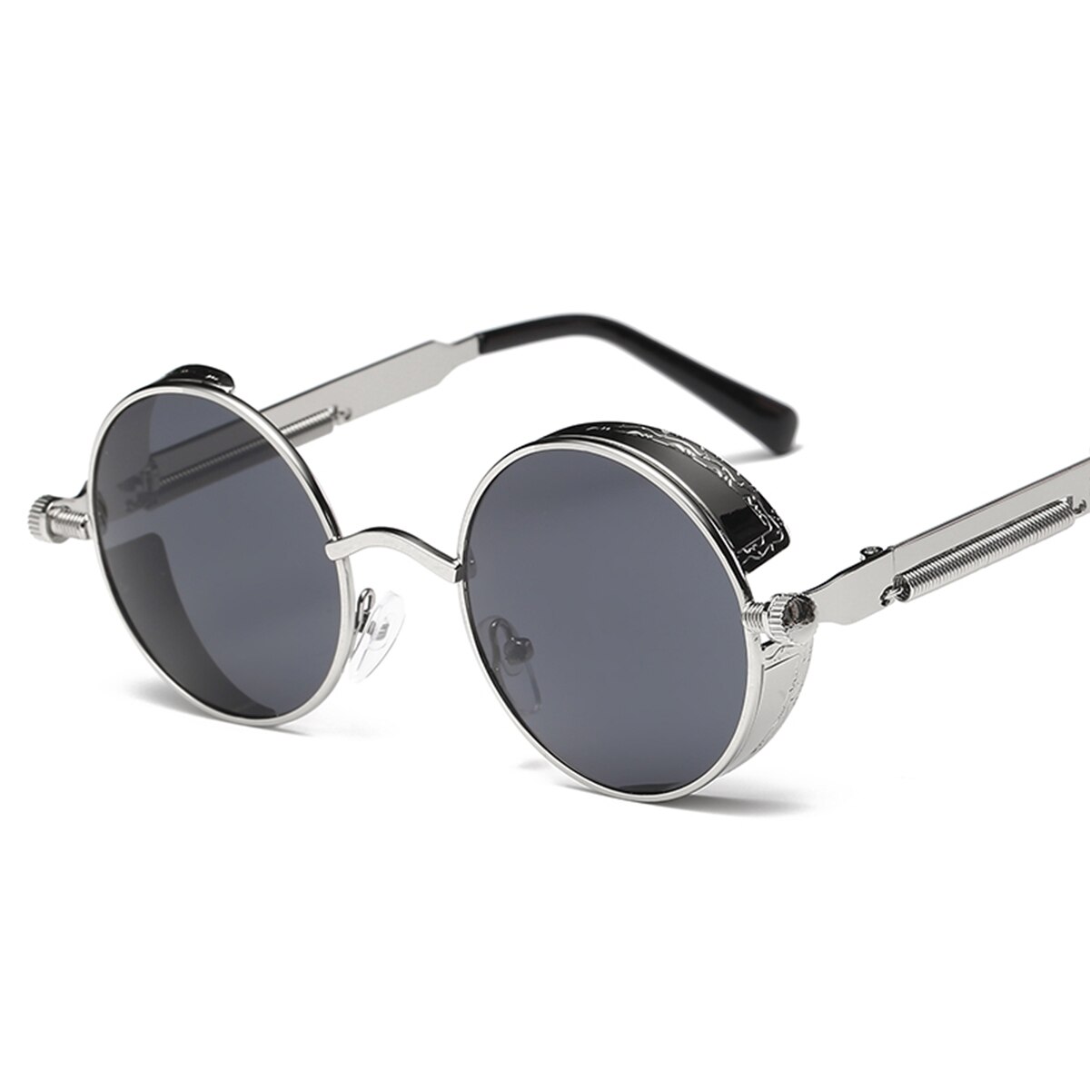 Moda Estilo Retro Steampunk Óculos Redondos Óculos de Armação de Metal Lente Óculos de Design Da Marca Do Vintage Masculino óculos de Sol Óculos de Condução