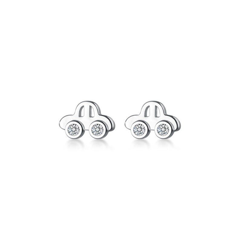 925 Sterling Silber Kleine Auto Stud Ohrringe Für Frauen Schmuck Einfache Zirkonia CZ Koreanische Ohrringe Mädchen Party: silver earrings