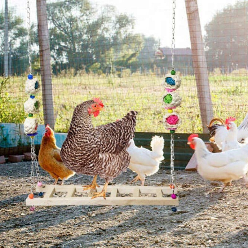 Chicken Ladder Swing Medium And Large Parrot Perch Wood Pet Toys For Hens Handmade Chicken Coop