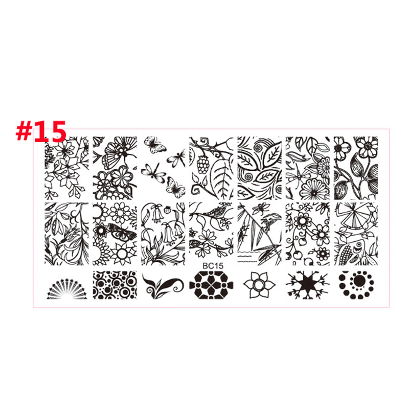 12*6cm Nail art Vorlagen Stanzen Platte Spitze serie Schmetterlinge/Blumen/Pflanzen Muster Transfer Druck vorlage: MPBC15