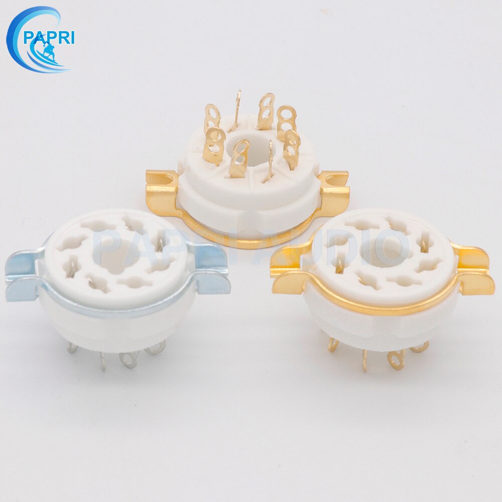 10PCS Ceramic 8PIN Tube Socket K8A GZC8-1 Gold Silver-plated Seat Tube Holder For KT88 6SN7 EL34 6L6 GZ34 5881 Etc Vacuum Tube