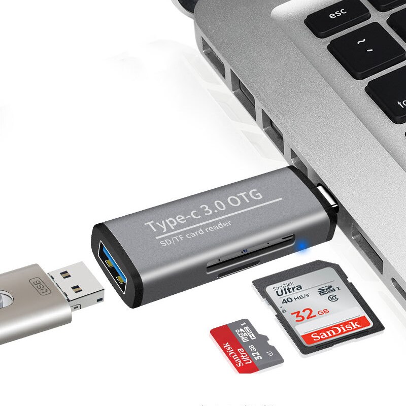 Larryjoe Type-c otg Card Reader sd tf Card Computer Android Mobile Phone Multi-functional Card Reader USB3.0 Hub