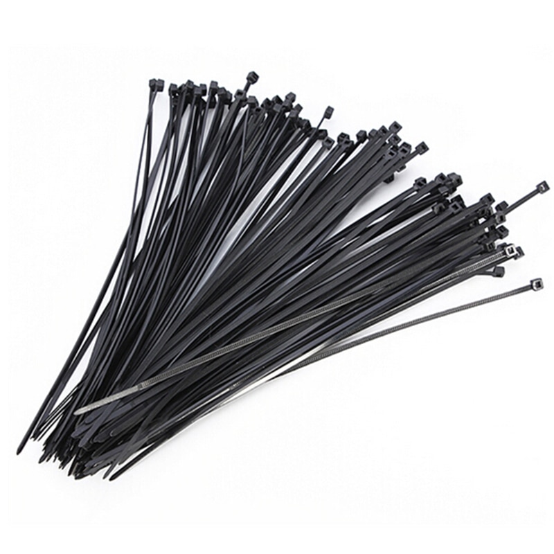 100 Stuks Zwart 100Mm Fasten Wire Wrap Strap Nylon Plastic Kabelbinders