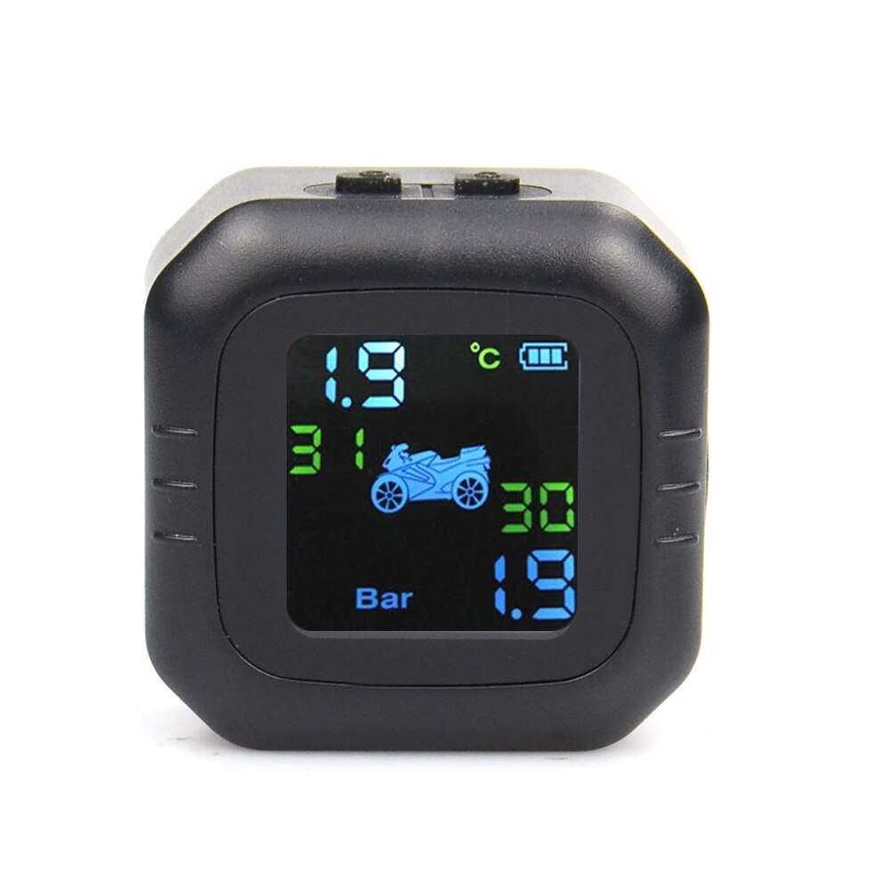 Wireless LCD Motorcycle Tire Pressure Monitoring System TPMS 2External Sensor Realtime Monitor Abnormal Alarm Moto Tyre Tool PSI