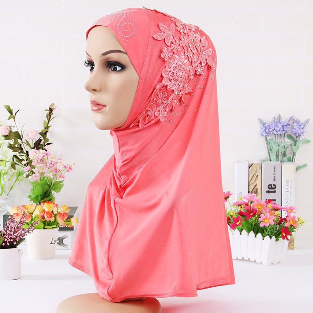 Hijab Double Boucle Sans Lacet Écharpe S'arrêter Crêpe Pratique Châle Foulard: WE