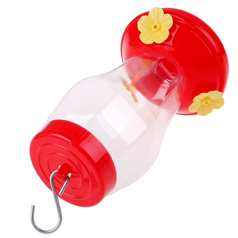 Plastique oiseau distributeur d'eau bouteille suspendus colibri mangeoire jardin extérieur en plastique fleur fer crochet animal de compagnie oiseau fournitures