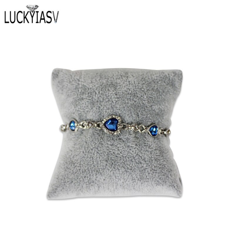 Darmowa wysyłka biżuteria wyświetlacz PU skórzana bransoletka biżuteryjna wyświetlacz poduszka pudełko na biżuterię poduszka zegarek poduszka: szary Velvet