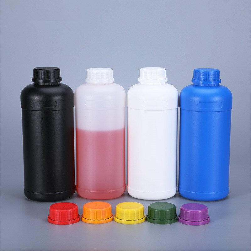 Tom 1000ml hdpe flaske til alkohol/shampoo/maling rund plastbeholder madkvalitetsflasker 4 stk/parti