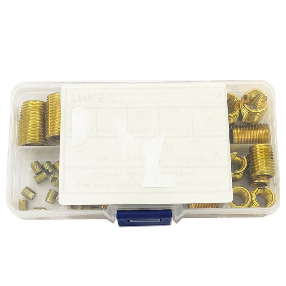 50Pcs Self Tapping Slotted Thread Insert M3-M12 M4 M5 M6 M8 M10 Carbon Steel Thread Repair Insert Combination Set Assortment