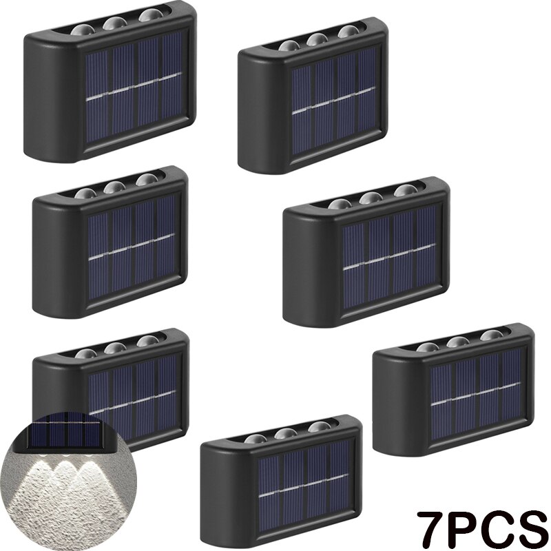 Solar Wall Light Outdoor Waterproof Balcony Wall Lights for Courtyard Street Landscape Garden Decor Lamp Solar Outdoor Wall Lamp: 7PCSWhite light 6LED