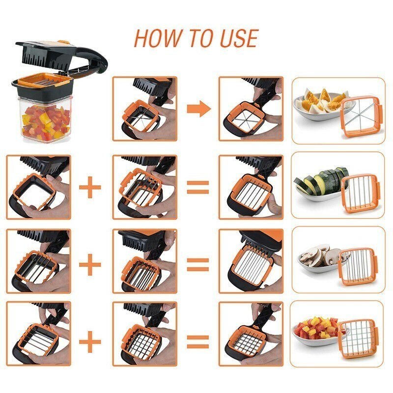 1PC 5 in 1 Nicer Quick Stainless Steel Vegetable Dicer Chopper Multi-functional Kitchen Onion Vegetable Cutter Slicer OK 1055