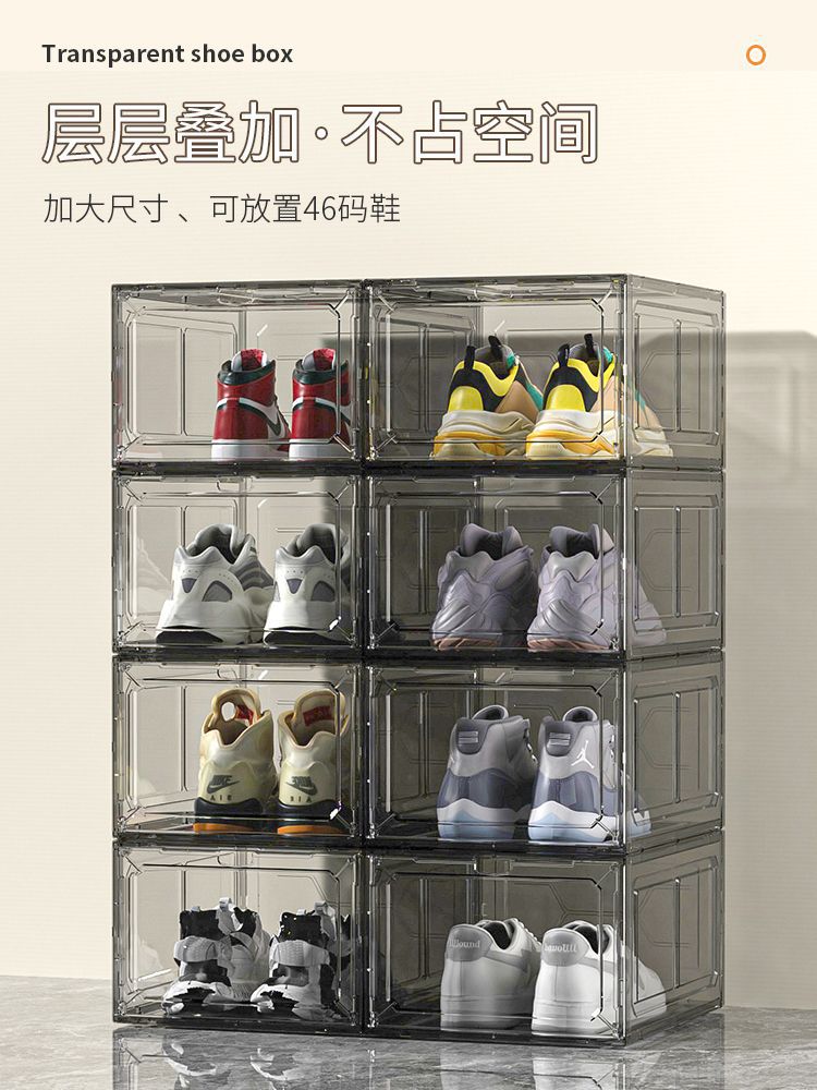 Transparente Schuh-Aufbewahrungsbox aus Kunststoff Ich bin Schubladenstil, platzsparend Ich bin Schlafsaal, staub- und feuchtigkeitsbeständiges Schuhregal, Schuhschrank