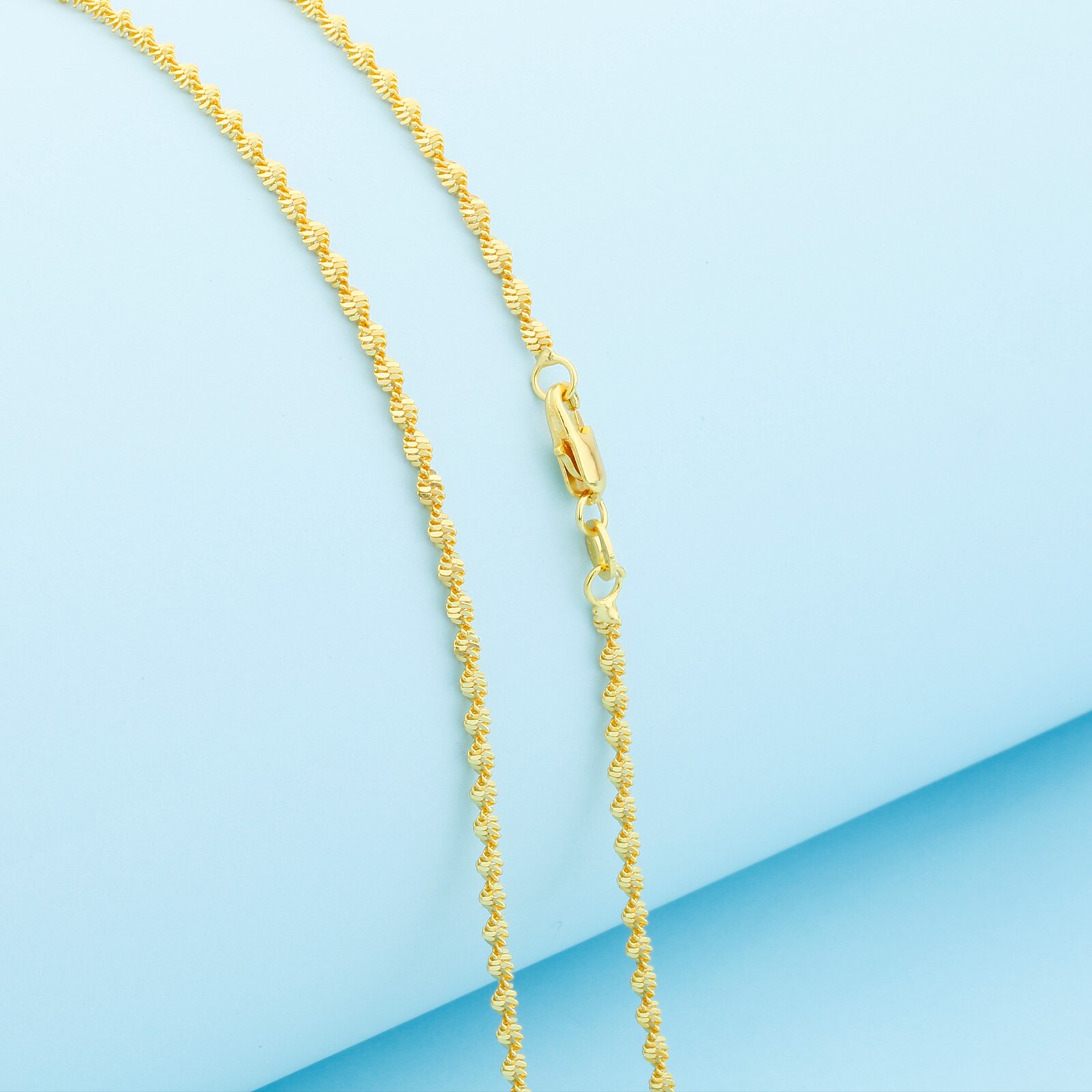 Mode-sieraden 16 &quot;-30&quot; Gold Filled Dubbele Water Wave Ketting Chain Vrouwen Ketting Karabijn Wedding party 2.5Mm