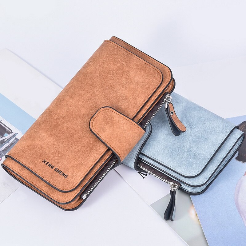 Women's Clutch Bag Faux Suede Long Wallet Women Matte Leather Lady Purse Female Wallets Card Holder Clutch Carteras