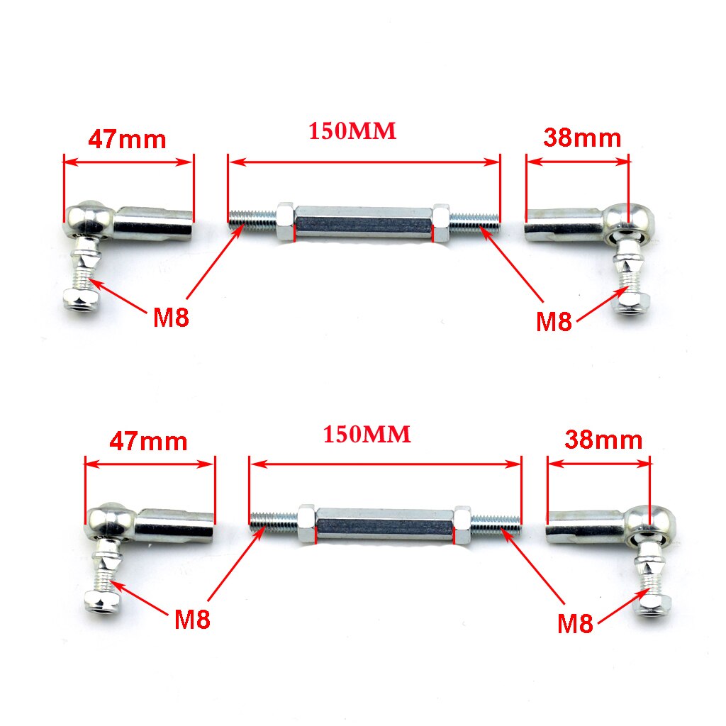 2 pce 100MM-240MM M8 Steering Tie Rod kit Ball Joint For 2 Stroke Electric Mini Kids ATV Go Kart Buggy Scooter Parts: Pole length 150MM