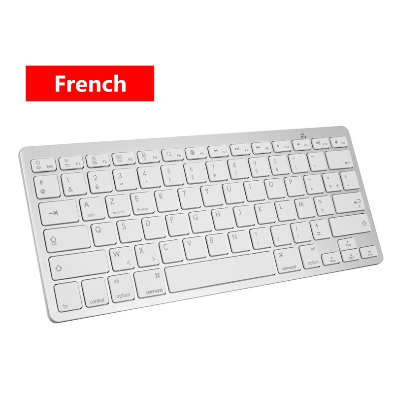 Para ipad teclado sem fio bluetooth teclado teclado russo/coréia/espanhol/francês/árabe teclado e mouse windows os/apple mac android: French